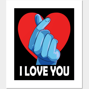 Saranghae Kpop Lover I Love You Finger Heart Sign Posters and Art